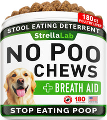 STRELLALAB bouchées deterrentes coprophagie – paquet visible et hygiène améliorée pour chien.