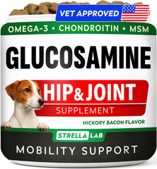 STRELLALAB bouchées glucosamine articulations chien: soutien mobilité quotidienne.