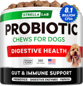 STRELLALAB friandises probiotiques chien pour une digestion équilibrée.