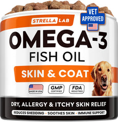 STRELLALAB Omega3 pour chiens – bouchée poisson soutient peau et pelage.