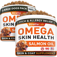 STRELLALAB Omega3 bouchées saumon pour chien, soutien peau et pelage