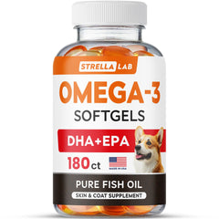 StrellaLab Omega3 pour chien – gelules sans odeur, soutien pelage sain.