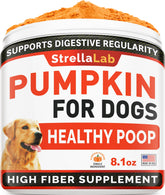 STRELLALAB Pumpkin pour chiens, poudre 8oz, fibre et soutien digestif.