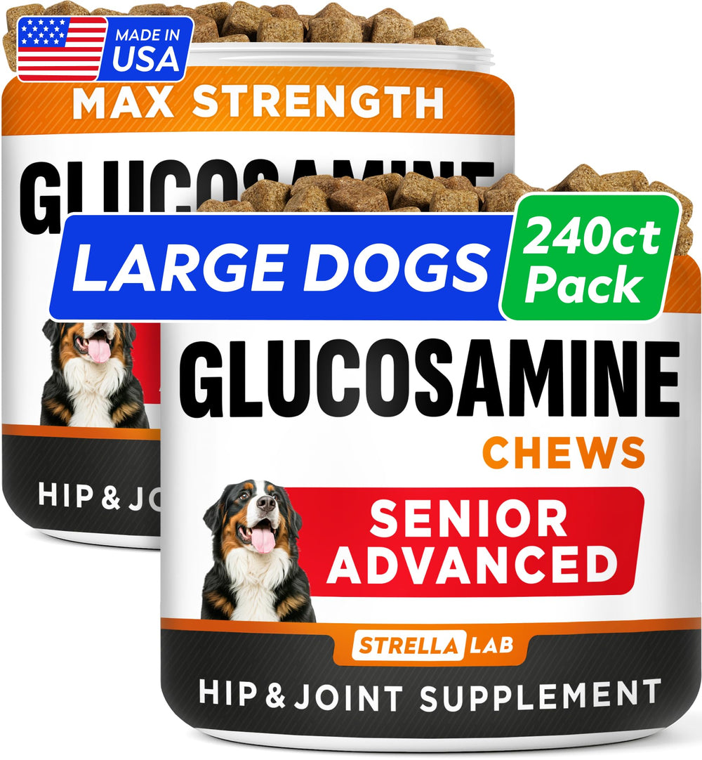 STRELLALAB Senior glucosamine pour chiens, friandises bacon favorisant la mobilité.
