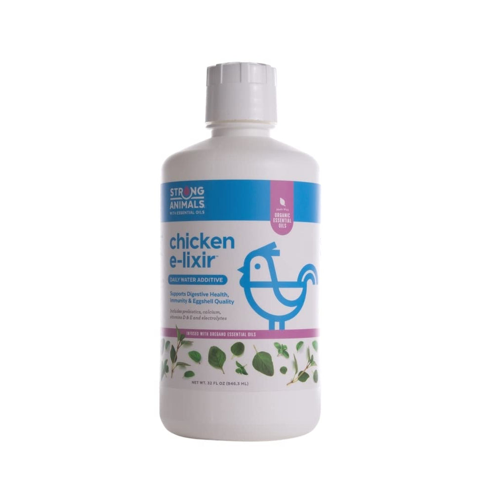 Strong Animals Élixir pour poules, bouteille 32oz, soutien immunitaire potentiel.