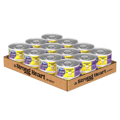 Des boîtes Strongheart poulet et riz 5,5 oz offrant un repas équilibré pour chien.