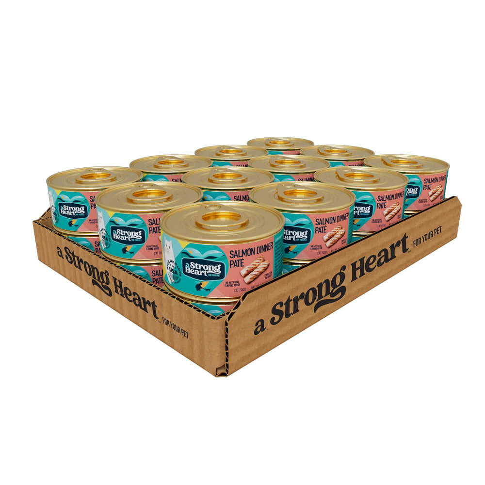 Strongheart saumon pate chat, boîtes de 3 oz, pack 24, goût appétissant.