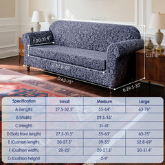SUBRTEX canapé 3 places damass gris, style durable et élégant.