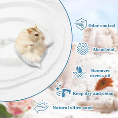 Sukh sable-silice-desert-fin-hamster réduit la poussière et aide au toilettage.