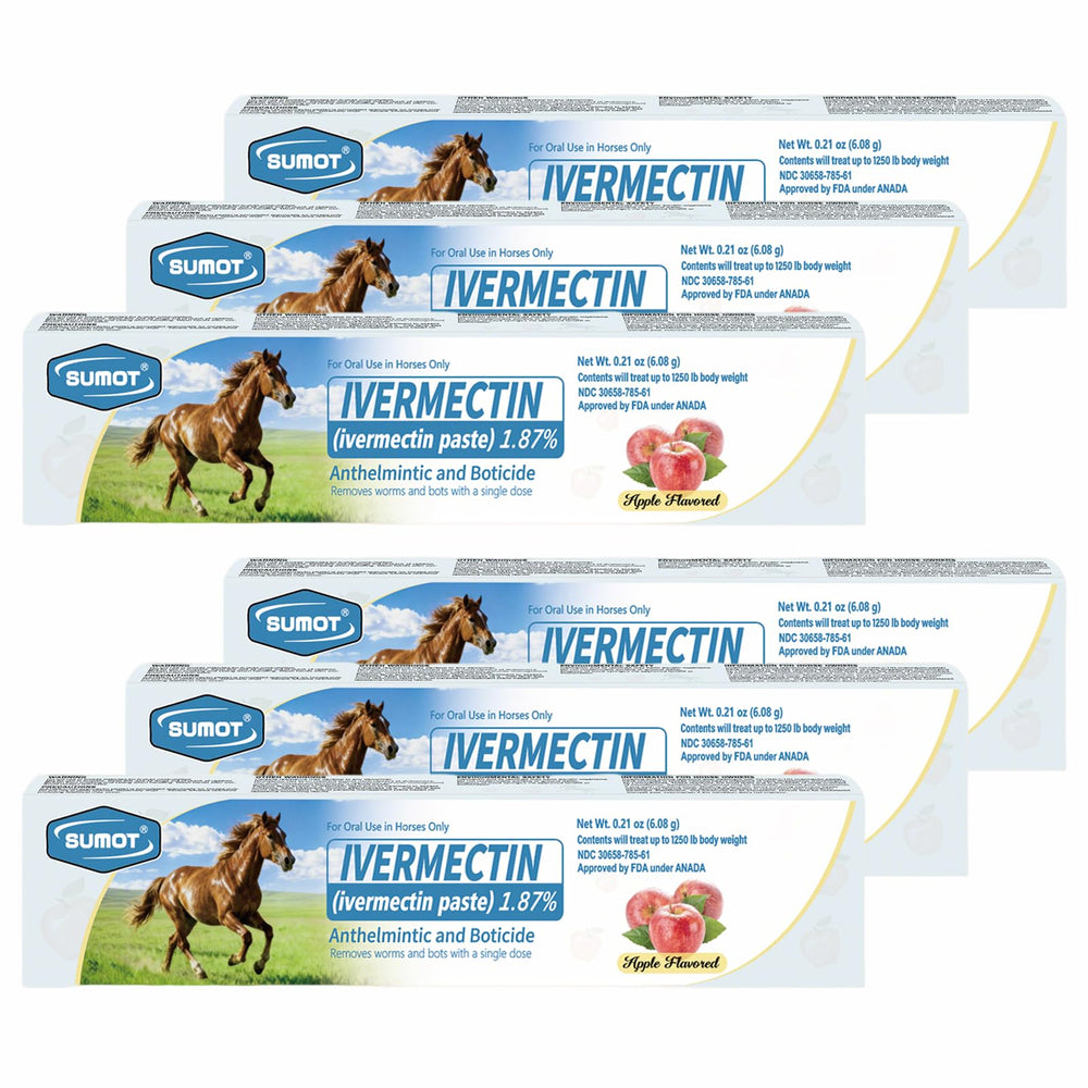 SUMOT Pâte Vermectine Cheval Pomme – emballage pratique pour une administration rapide.