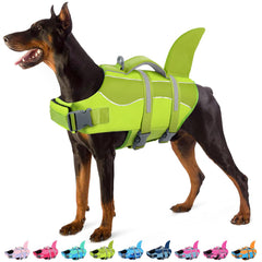 SUNFURA gilet sauvetage chien design requin vert XL, visibilité accrue