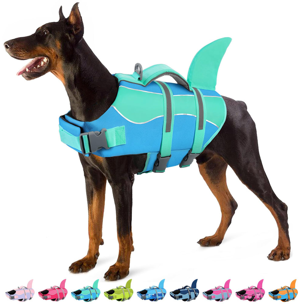 SUNFURA gilet sauvetage chien-requin bleu, flottabilité élevée pour natation en sécurité.
