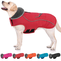 SUNFURA manteau hiver chien rouge vue dos, chaleur douce