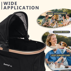 Sunnyfeel poussette animal - pliage en un clic, rangement rapide et pratique.