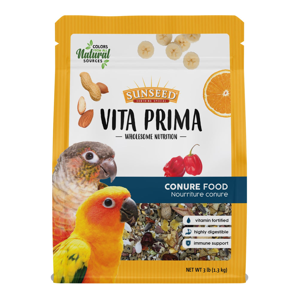 Sunseed Vita Prima Conure alimentation équilibrée pour plumage sain et énergie.