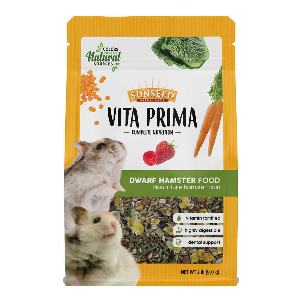 Sunseed Vita Prima sac 2 livres, repas quotidien pratique pour hamsters nains.
