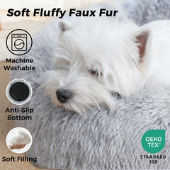 SunStyle Home lit donut pelucheux gris clair — rembourrage moelleux offrant un repos réconfortant.