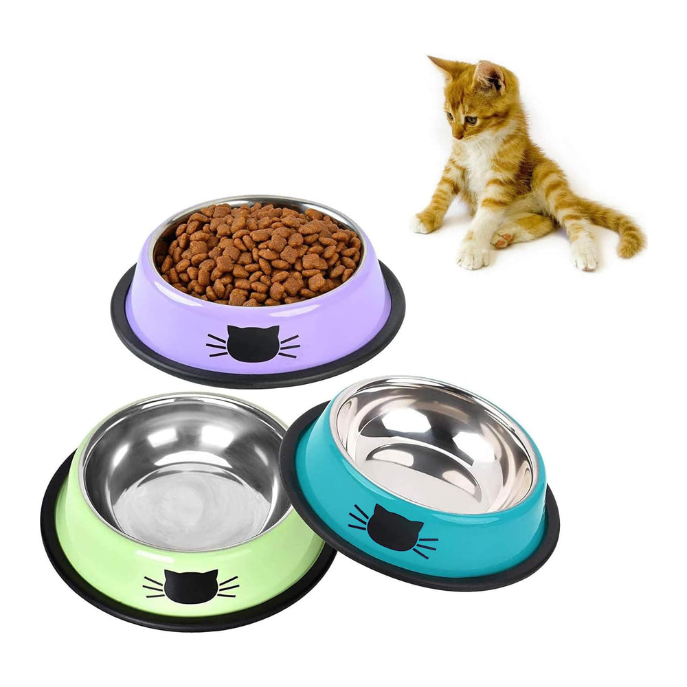 Bol SUOXU pour chat en inox, antidérapant, base caoutchouc, évite les éclaboussures.