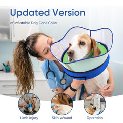 Supet collier donut inflable avec bouclier protecteur détachable pour prévenir les lèchages.