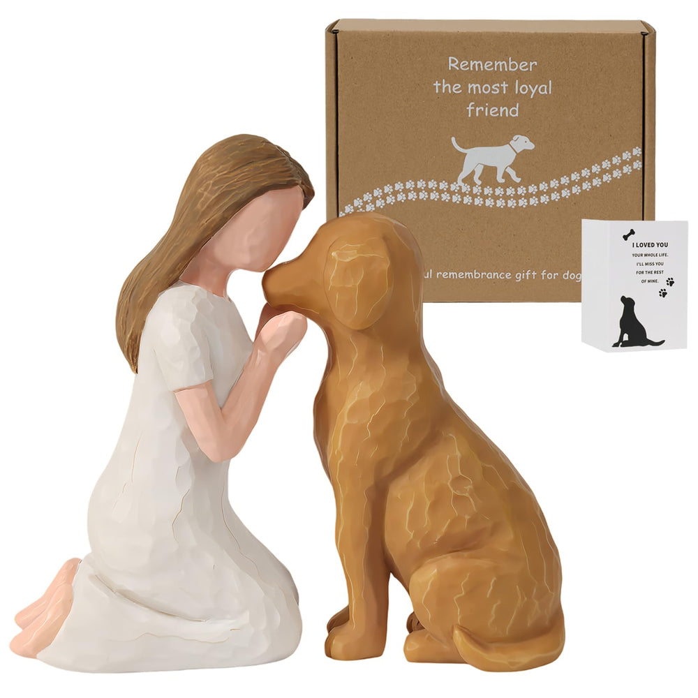 Figurine SUTIMAS chien brun peint à la main, décor réconfortant pour mémoire.