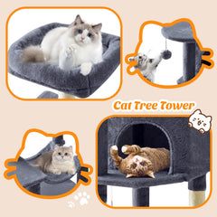 Sweetcrispy Arbre à chat 44 pouces – plateformes élargies pour escalade et repos