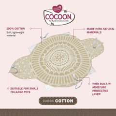 Sweet Goodbye Cocoon: draps coton naturel enveloppant votre animal avec douceur.