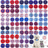 Sweetude fleurs drapeau 4 juillet sur collier chien, look festif pour photos.