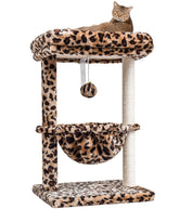 SYANDLVY petit arbre à chat intérieur imprimé gepard, espace détente élégant et sécurisé.
