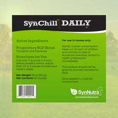 SynNutra Equine SynChill – dose quotidienne illustrée, pratique pour la routine.