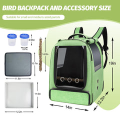 Fenêtre transparente du sac à dos oiseau offrant vue dégagée en balade