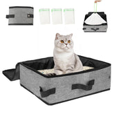 Boîte litière de voyage SZEE avec rideau zippé pour chat, pratique et propre.