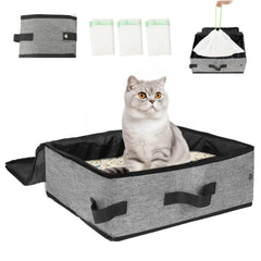 Boîte litière de voyage SZEE avec rideau zippé pour chat, pratique et propre.
