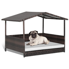 Tangkula Maison Chien Osier – toit imperméable protégeant des intempéries.