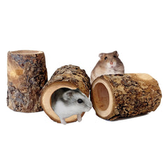 Tanoma tunnel hamster bois pomme : tunnel en bois naturel pour jeu et repos.