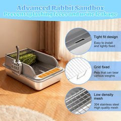 TAOKEKE bac-litière lapin avec grille surélevée – drainage efficace.