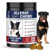 Taraxa bouchées allergie chien, bouteille ouverte, soutien doux pour peau et pelage.