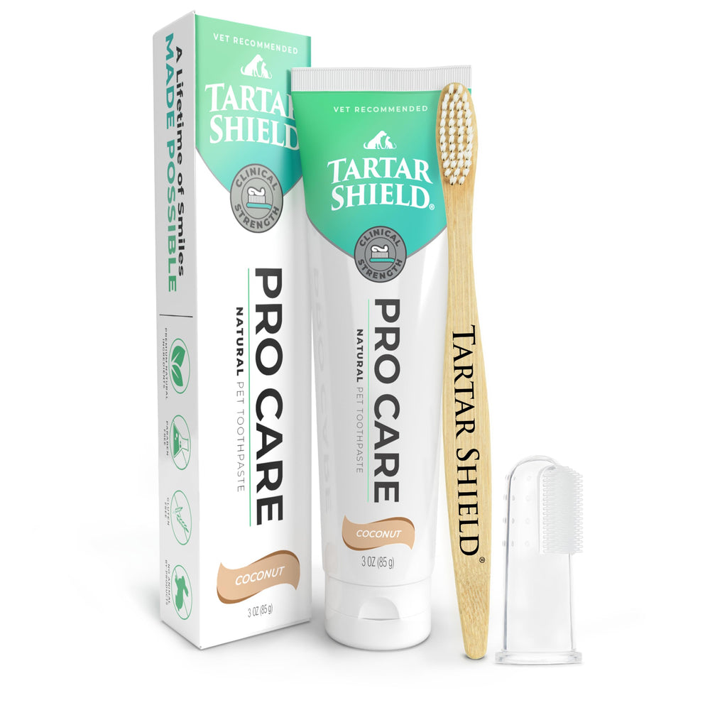 Tartar Shield Pro Care, tube emballé, pratique et pour des dents plus propres.