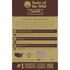Taste of the Wild Foret de Pins croquettes venaison en gros plan, gout naturel et nourrissant.