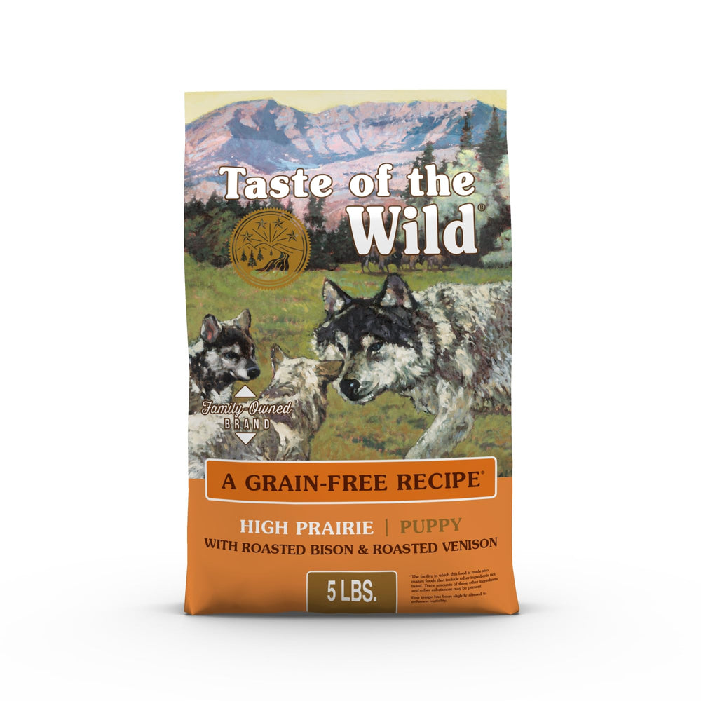 Taste of the Wild High Prairie chiot bison roti, protéine élevée pour muscles sains.