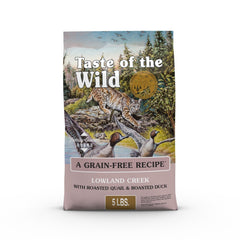 Taste of the Wild Lowland Creek – caille rôtie, protéine élevée pour chats actifs.