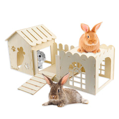 Teabelle grande maison lapin bois exterieur - espace spacieux pour jeu et repos