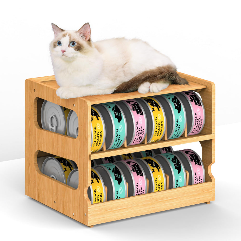 Teamkio organise l'organisateur-chat-bambou-2-niveaux pour optimiser l'espace de rangement.