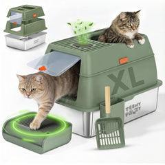 Boîte Teeny Pawty en inox XL avec enclos pour grands félins et propreté durable