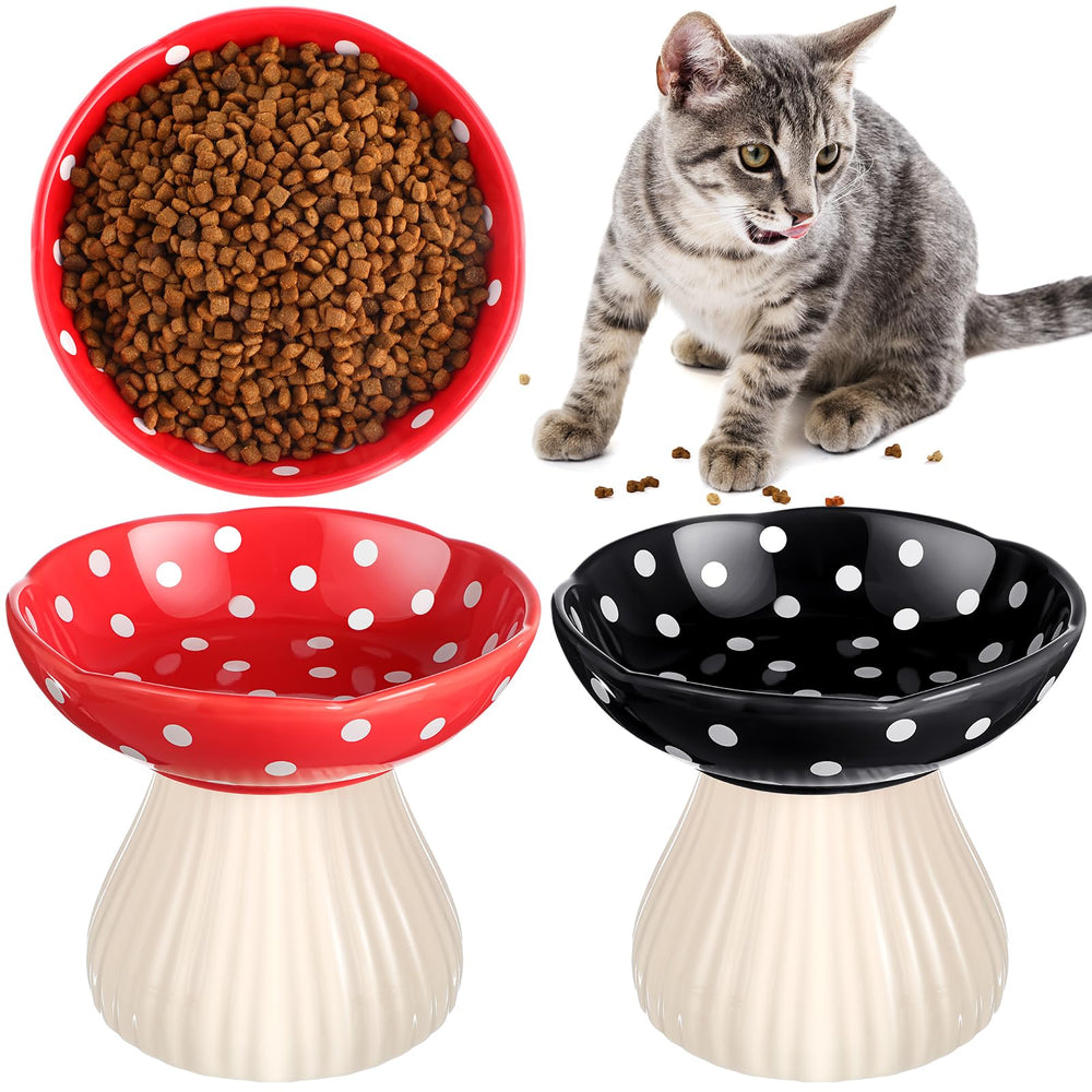 Bols Teenyyou pour chat en céramique élevé rouge et noir, confort et style.