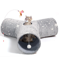 Tempcore tunnel chat 3 voies pliable: divertissement polyvalent pour chats à la maison.