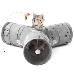 Tempcore tunnel-chat 3-voies pliable offre jeu et exercice pour chat actif.