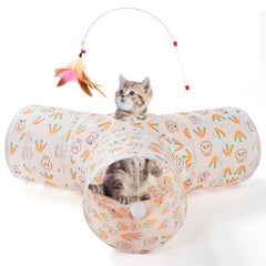 Tempcore tunnel chat 3 voies pliable, offre plusieurs façons de jouer pour votre chat.