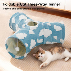 Tempcore tunnel chat bleu nuage structure pliable et robuste pour rangement.