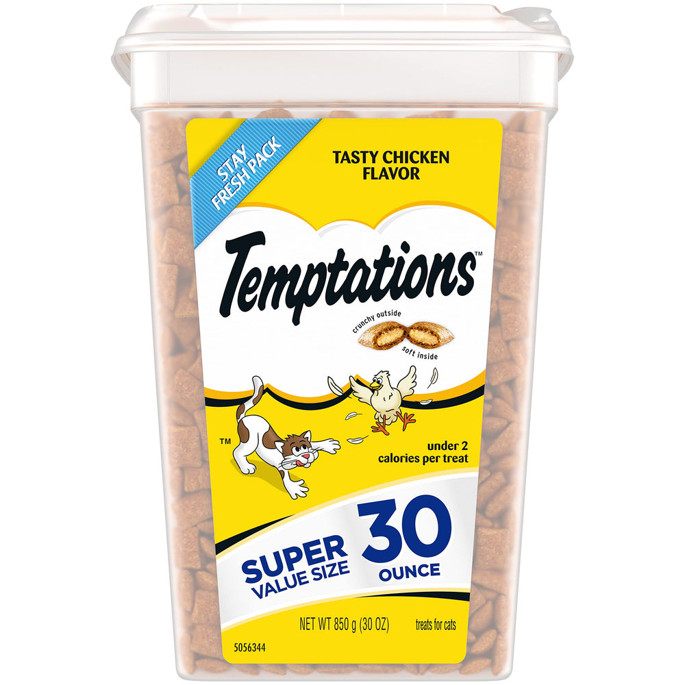 Temptations Chat friandises classiques croquantes poulet en tube pratique.