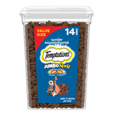 Temptations: friandises saumon croquant extérieur et moelleux intérieur pour chats.